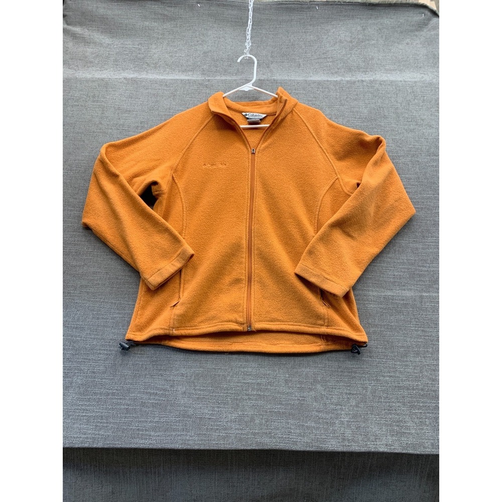 Columbia Sportswear Company Fleece Jacket Women XL Orange Raglan Sleeve Full Zip